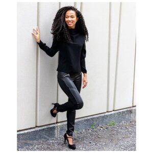 **Suko Jeans**  Biker Moto Sexy Faux Leather Ponte Knit Stretch Legging Pants 6